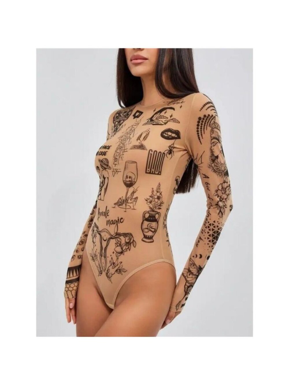 Printed Long Sleeve Bodysuit